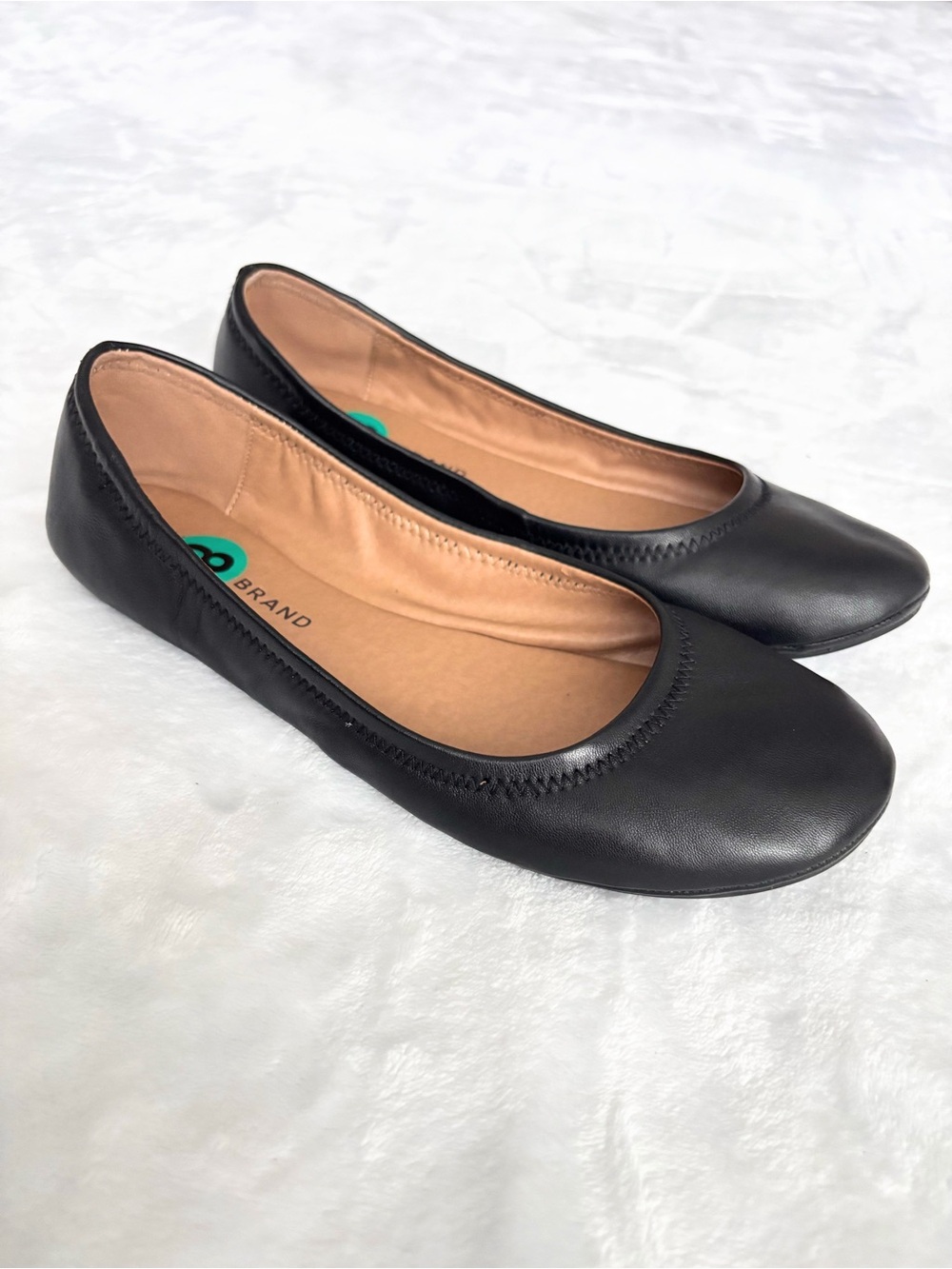 LUCKY BRAND Erin Black Ballet Leather Slip-On Flats--EUC--8